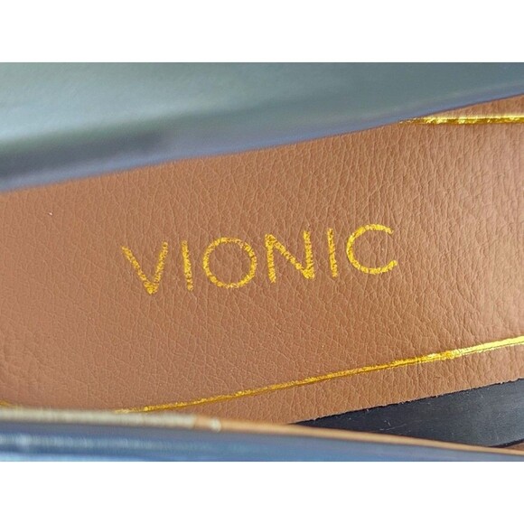 VIONIC Josie Black Leather Kitten Heels Pointy Toe Pumps 9.5 41.5 Wide Comfort - Picture 3 of 13